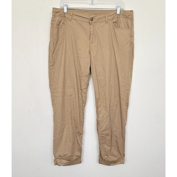 XCVI Capri Pants Rolled Cuff Beige Khaki Cotton Lightweight Tapered Women's XL - Picture 1 of 8